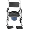 WAPHOERTE Sedia a rotelle con funzione WC, sedia da doccia per anziani, sedia WC, con braccioli, sedia WC pieghevole con ciotola WC, portata 150 kg
