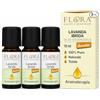 FLORA Olio Essenziale Lavanda Ibrida 3pz da 10 ml BIO-DEMETER - 100% Puro Naturale, Lavandula hybrida, Calmante & Purificante per Diffusore, Massaggi, Cosmesi, Aroma Alimentare