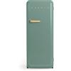 CREATE / RETRO FRIDGE 150 WOOD/Frigorifero verde salvia con maniglia legno e congelatore 281L / 102W, 150cm, 3 ripiani, regolatore di temperatura, portabottiglie, 60x60x150cm