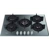 Hotpoint Piano Cottura a Gas da 73 cm, N° 5 Fuochi, colore Nero Specchio