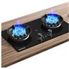 KKJPL Cucina A Gas 2 Bruciatori, 5,2 KW, 9 Cavità Fuoco Alto, Portapentole In Ghisa In Vetro Temperato Nero, Timer Da 180 Minuti (indipendente Su Due Lati)(LPG)