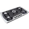 pochcicou Piano cottura a gas, 5 fiamme, pressione nominale 2000 Pa, accensione elettronica a impulsi, per pentole in ceramica e in acciaio inox, 90 x 51 x 6 cm