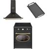 GURARI Fornello a induzione GCH E 612 BL r+GCH 975 Bl 6 + piastra grill retrò a induzione 60 cm/60 L + cappa aspirante 60 cm
