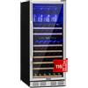 KLARSTEIN Cantinetta Vino Design da Incasso, Cantinetta Vino Refrigerata a Zona Doppia per Vino Rosso, Bianco e Birra, Controlli Touch, Frigo Vino Cantinetta per Esterno/Interno, 306L, 116 Bottiglie