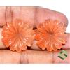 SBI Gems 25x25 MM Naturale Arancione Giada Fatto a Mano Intagliato Paio 42.68 Cts Loose