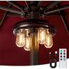 OPOIRA Luce per ombrellone da patio con telecomando, ricaricabile senza fili, luce per palo con lampadine LED Edison a 10 livelli di luminosità per giardino, patio, cortile, campeggio o barbecue
