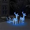 Tidyard Renne e Slitta Natalizie in 3 pz da Esterno con 160 pz Luci LED,Blu,in Acrilico,Decorazioni di Natale di Renne 3 pz 160 LED,Renne Luminose Natalizie da Esterno,Slitta Natale con LED