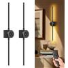 ZLGUBAY Ricaricabile Wireless Muro Sconces Set Di 2, Luci a Parete a Batteria Nera Touch Dimmabile 10000mah Con Telecomando, Per Arredamento Domestico Camera Da Letto Soggiorno TV Parete Di Sfondo