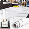 Livelynine Pellicola di Marmo per Scrivania 90 CM x 5M Grande Carta Adesiva per Mobili Bianca e Grigio Piano da Lavoro Top Cucina Laminato Tavolo Marmo Carta Adesivo Marmi Cucina Autoadesiva Vinile