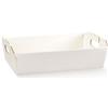 Generico 3 vassoi 40X30X12 cm cesti per Bomboniere | CON MANIGLIE IDEALE PER TRASPORTO SACCHETTI E BOMBONIERA (Seta bianco)
