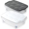 BELLI E FORTI Contenitore Storage Box Tartarugo Scatola Salvaspazio O Antracite Contenitori Portaoggetti 24 LT Con Ruote Soggiorno Camera Da Letto Multiuso, Bianco, 60x40x18 Cm