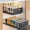 HUOLE Organizer sotto lavello a 2 livelli, organizer da cucina, ripiano sotto lavandino, portaspezie, cestino portaoggetti scorrevole in metallo, per cucina, bagno, camera da letto (nero (10 cm + 19 cm) (2