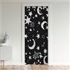 Loussiesd Tenda copri-porta dell'armadio con galassia, per bambini, con stampa di stelle e luna, per camera da letto e soggiorno, set per ragazzi e ragazze, design esotico bohémien, astrologia nera, 86 x 203 cm