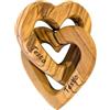 Kassis Geschenkartikel KASSIS Cuori in legno d'ulivo per gli sposi, per San Valentino, anniversario, anniversario di matrimonio, compleanno - Cuori in legno collegati - Regalo di nozze (Testo Desiderato, 5 cm)