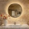 S'AFIELINA Specchio da bagno con illuminazione rotondo, 50cm, specchio LED con interruttore touch, specchio da bagno rotondo con 3 temperature di colore (caldo, neutro, freddo), dimmerabile