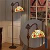 WRMING 12 Pollici Piantana Stile Tiffany Girasole Lampada da Terra E27 Vintage Design Lampada da Pavimento Salotto Dimmerabile con Telecomando Vetro Colorato Lampada da Lettura, con 12W LED Lampadina