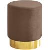 IlGruppone Pouf Cilindro Poggiapiedi Camera Design Pouff Cameretta con Base Dorata Salotto in Velluto Sgabello - Beige (Tortora)