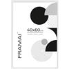 FRAMAI® Cornice portafoto 40 x 60 cm, in MDF bianco, cornice ecologica con plesso infrangibile, gancio e supporto