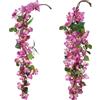 INSUNSIX Ghirlanda di Fiori Viola Chiaro 2M Viti Artificiali Bougainvillea 2 Pezzi Fiori Finti Appesi per Centrotavola Corredo Tavola Arco Nuziale Decorazioni da Parete (Viola Chiaro)