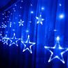 Trade-Shop Tenda a LED con stelle illuminate, 2,5 m x 1 m, blu per Natale, feste, decorazione per finestre, vetrine, ghirlande