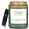 M&SENSE Candele di soia Cardamomo e Cipresso profumate per la casa. Candele di soia naturale a 2 stoppini grandi. 550 g. Durata 110 ore. Lenta combustione. Regalo di candela invernale profumata
