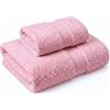NARCISO Set Asciugamani Bagno Viso e Bidet 2 Pezzi (1 Viso 50x100cm e 1 Bidet 40x60cm) Ogni Asciugamano è Realizzato in Spugna di Cotone Alta Assorbenza, Morbido e Resistente all'Usura (Rosa Chiaro)