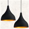 bamyum Set di 2 Lampade a Sospensione Industriali da 26 cm per Sala da Pranzo, Lampadario da Soggiorno, Lampadario da Ufficio in Metallo E27, Lampada Vintage per Camera da Letto, Cucina Nero