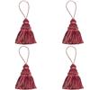 Fenghuangwu - Set di 4 eleganti nappe in poliestere, accessori per fai da te, nappe per chiavi, decorazione leggera per mobili e casa, confezione da 4 (misto rosso)