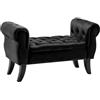 IlGruppone Divanetto in Velluto Panca Contenitore Pouf PortaOggetti Panca Sgabello A Pie di Letto Cassapanca Ingresso Legno Massello Panchina - Nero