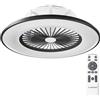 Noaton® Vega 11056BR Ventilatore da soffitto con luce, telecomando, attenuazione LED max 44 W, 3 temperature di colore regolabili, timer, flusso d'aria fino a 61 m3/min, Ø56 cm nero, cassa bluetooth