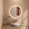 Dripex Specchio Bagno LED 50 cm - Rotondo Specchio da Trucco con Luce - Anti Nebbia - 3 Temperature Colore e Dimmerabile 3000K-6500K- HD Moderno Specchio da Parete con Funzione memoria-IP44