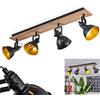 hofstein Lampada da soffitto Tina, lampada da soffitto moderna in metallo/legno in nero/cromo/oro/marrone scuro, luce in design retrò/vintage con paralumi regolabili ed effetto luce, E14, senza lampadina/e