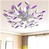 SOULONG Lampada da Soffitto, Plafoniera Lampada da soffitto per Camera da letto Soggiorno Fiore Design lampadario, Foglie Cristallo Acrilico Lampadari (Viola)