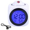 Generic Sveglia a proiezione con cavo di ricarica, orologio digitale per camere da letto con display a soffitto, proiettore di temperatura, sveglia con display a LED, orologi a batteria (bianco)