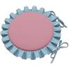 CASABELLAPIU Cuscino Rotondo Per Sedie Interno Esterno Con Volant Conf. 4 Pz. Sfoderabili Con Laccetti Di Bloccaggio Eleganti Comodi D. 36 cm. (Rosa-Azzurro)