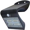 BULAXA LED Lampada solare da parete, 3,2 W, 400lm, Bianco caldo, 30.000h, IP65, 2 LED, Nero