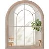 COSTWAY Specchio da Parete, Specchio a Finestra ad Arco con Cornice Metallica, Antideflagrante per Soggiorno Ingresso Corridoio, 88 x 69,5 cm (Stile 2)