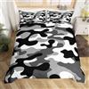 Homemissing Camouflage Copripiumone Ragazzi Camo Set Copripiumino 135x200cm per bambini Adolescenti Ultra morbido Militari Nero Bianco Cow Modello Copripiumini Decorazione Copripiumino Cerniera