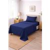 Corredocasa Completo Letto Lenzuola in Cotone, Qualità Made in Italy - PURO COTONE 100% Morbido e Traspirante in ogni Stagione - SET Lenzuolo Sotto con Angoli, Sopra e 1 Federa (Blu, Singolo)