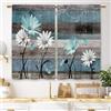 Laifzere, Tende da Cucina in Stile Farmhouse con Motivo a Margherite Blu, Tende da Finestra per Cucina, Bar, Rustiche, Fiorite, con Farfalle, per Bagno, 2 Pannelli, Larghezza 60 x Lunghezza 100 cm