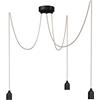 Relight Lampadario a sospensione a 3 luci Kraken (regolabile in altezza), portalampada E27 in bachelite, 3 cavi in tessuto di lino da 3 metri