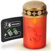 Novaliv Lume funerale a LED senza batteria e timer, 6/18 LED, colore rosso, bruciatore continuo, senza batteria, effetto tremolante, candela per cimitero, candela commemorativa