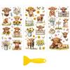 OLYCRAFT 3 pz/Set di Adesivi Da Strofinare con Motivo A Mucca per Mobili e Artigianato 15x30cm Adesivi per Mobili con Girasole Decalcomanie per Mobili con Fiori Decorazioni per Mobili In Legno