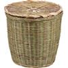 Operitacx Cestino Rotondo In Rattan Con Coperchio Cestino Intrecciato Della Spazzatura In Vimini Della Spazzatura Cesto Portaoggetti Naturale Vasi Fiori In Rattan Cesto