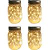 YzoTek Solare Mason Jar Luci - 4 Unità 30 LED Fata Lucciola Stringa Luci Appese Lanterne Stellate Set, Esterno Impermeabile Patio Portico Giardino Cortile Balcone Prato Illuminazione da Parete Decor