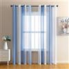 Surwin Tende per Interni, Stile Nordico Due Colori Tende a Vetro con Occhielli, 2 Pezzi Tende Camera da Letto, Tende Voile Semi Trasparenti, per Cucina, Soggiorno (Blu,140x225cm)