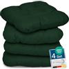 Beautissu Lisa Set di 4 Cuscini da Sedia - 40x40x8 cm - Cuscino di Seduta per sedie di Casa e Giardino, Imbottitura Comoda e Spessa - Verde Scuro
