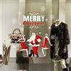 kina - UVNT0200 Vetrofanie Natalizie Adesivi Decorazione Vetrine Negozi Trasparente Removibile Riposizionabile - Babbo Natale Ing Merry Christmas Buone Feste Happy New Year 90x35 cm