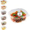 Generic GM 50 Vaschette per Alimenti Riutilizzabili con Coperchio Ovali Trasparenti in Pet Misura 2000 cc Contenitori con Coperchio Unito Trasparente Vaschette per Alimenti Riutilizzabili Chiusura ermetica