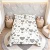 Loussiesd - Set di biancheria da letto per letto singolo, unisex, per coppie, con copripiumino e 1 federa, bianco con motivo a cuori grigi, minimalista, moderno, in microfibra morbida